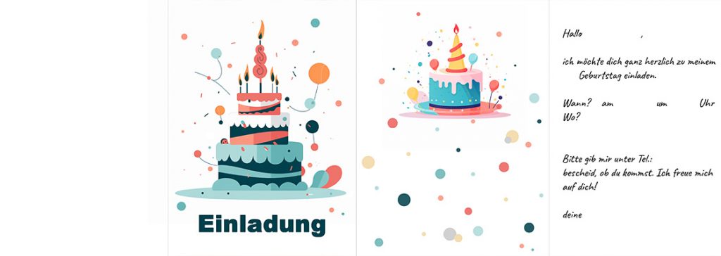 Einladungskarten bunt 2