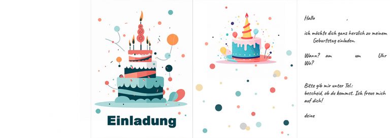 Einladungskarten bunt 2