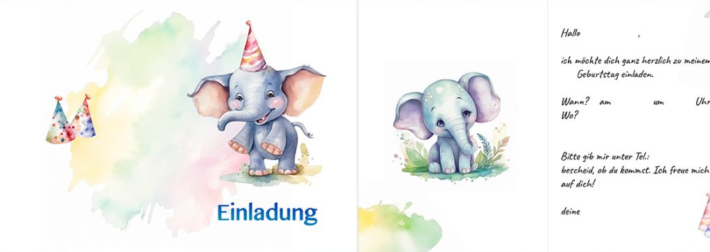 Einladungskarte Elephant