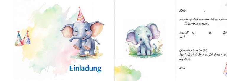 Einladungskarte Elephant