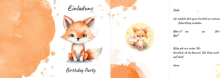 Einladungskarte Fuchs