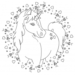 Einhorn, Ausmalbild, Malvorlage