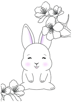 Hase mit Kirschblüten