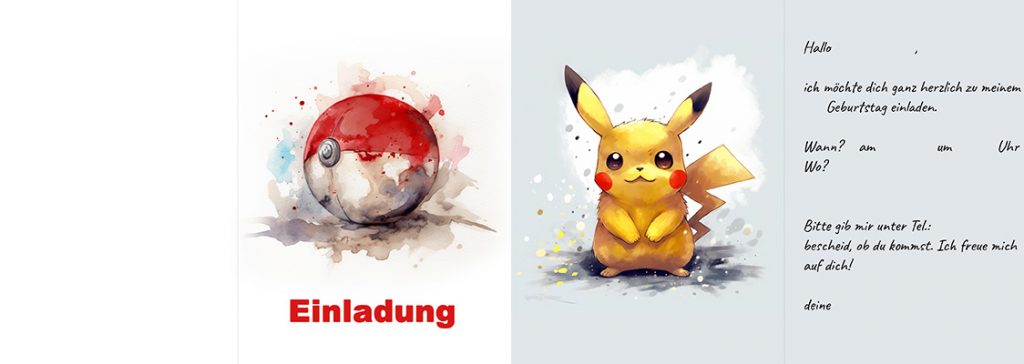 Einladungskarten Pokemon Pika