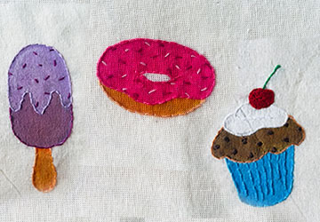 Sticken, Handmade, DIY, Handarbeit, Stoff, Stickmotiv, Stickmotiv, Nachtisch, sweets