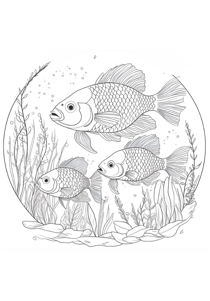 Ausmalbild Fische 02