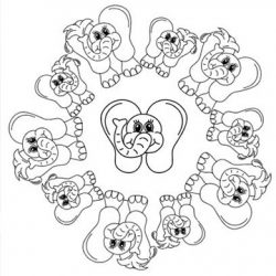 Elefanten, Ausmalbild, Malvorlage